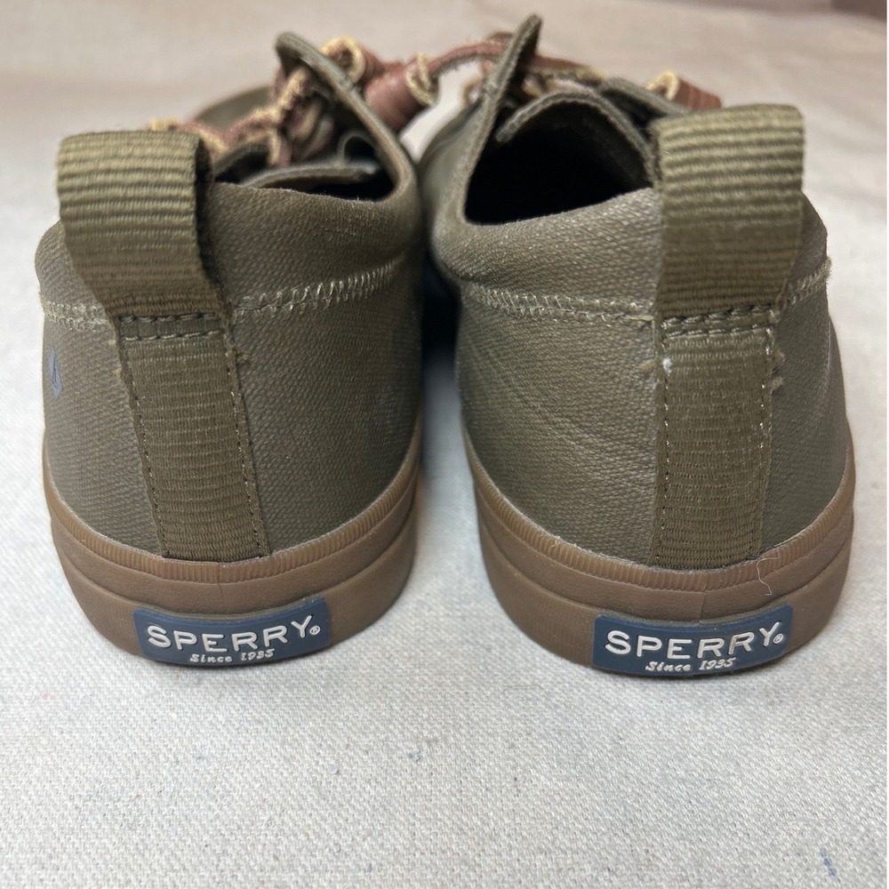 Sperry Crest Vibe Womens 11M Olive Green Canvas Sneakers STS99504 Rawhide Laces - Picture 7 of 8